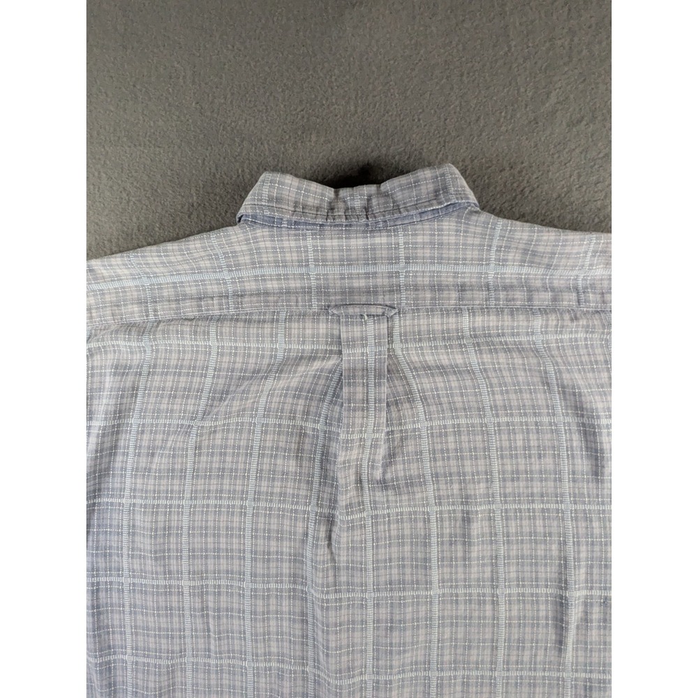 Big Dogs Mens Vintage 90s Plaid Button Down Shirt XL Blue White Short Sleeve - Picture 7 of 10